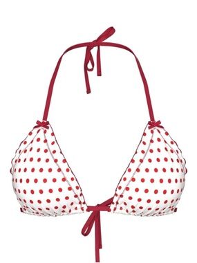 Frankie’s Bikinis Red Polka Dot Triangle Bikini Top